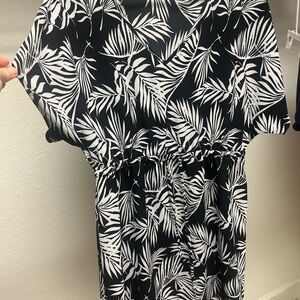 Mario Serrani Monochrome Leaf Pattern Dress